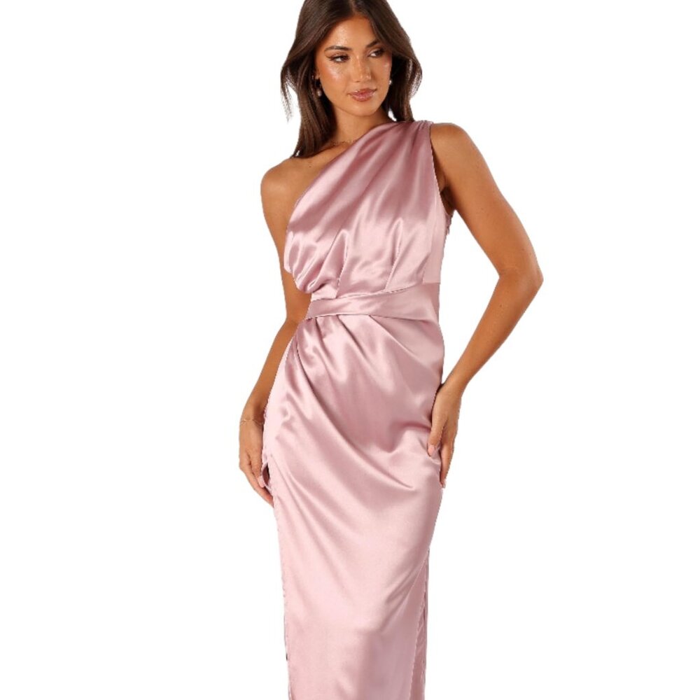 NWT Petal & Pup Nadia One Shoulder Maxi Dress, Dusty Rose, 8